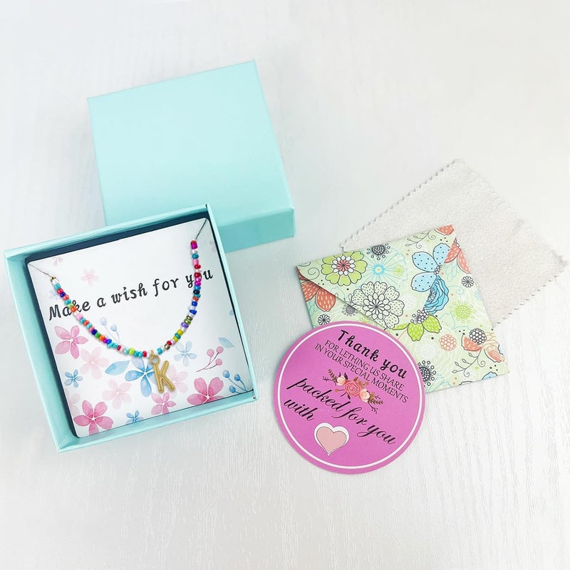 Senfour Colorful Beaded Initial Necklaces for Kids Girls, Personized Graduation Birthday Gifts - Choker Necklace for Women,Teen and Preteen Girls - Image 5